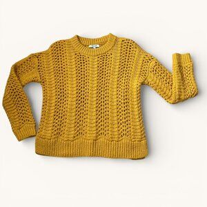 Madewell Winderere Pointelle Crewneck Pullover Sweater Gold Size S